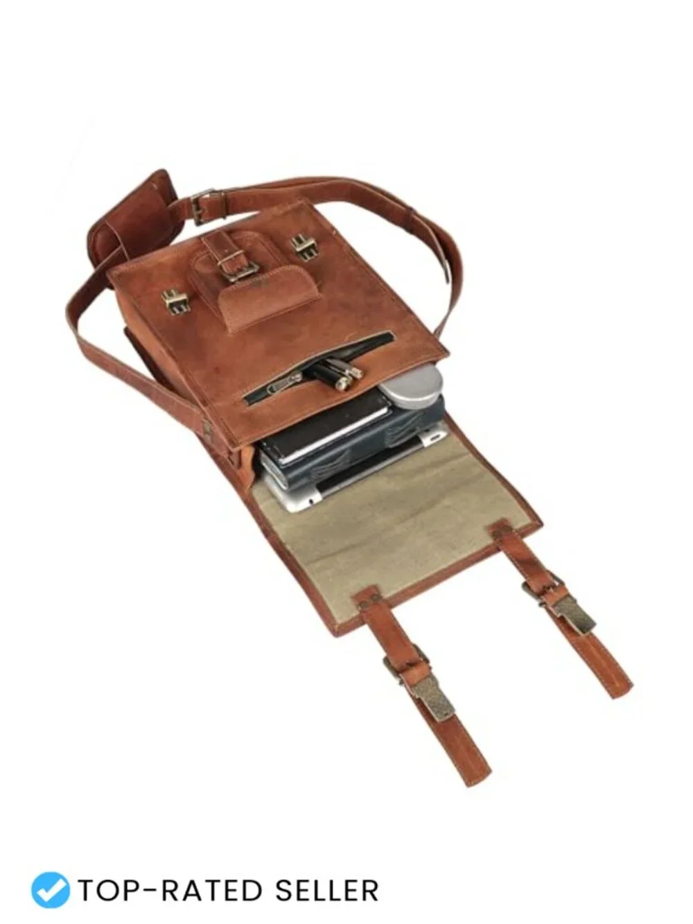 Full Grain Leather Messenger Bag Satchel Tablet Bag 11 inch Unisex